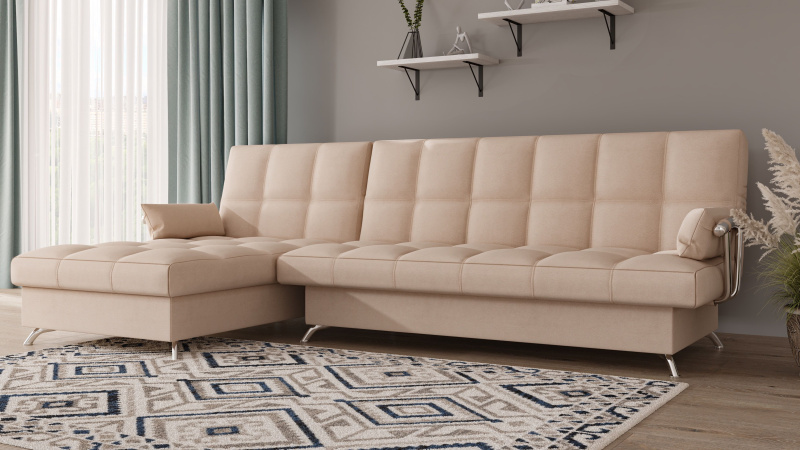 Угловой диван "Финка" хромированными боковинами