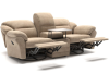 Сан-Ремо диван 2 реклайнера и бар велюр бежевый