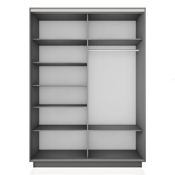 Шкаф-купе  Экспресс 2 1400x2200x600, Серый диамант, Серебряный профиль