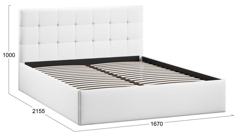 Кровать без ПМ «Джоли» Тип 1 (без подъемного механизма) Экокожа Polo white