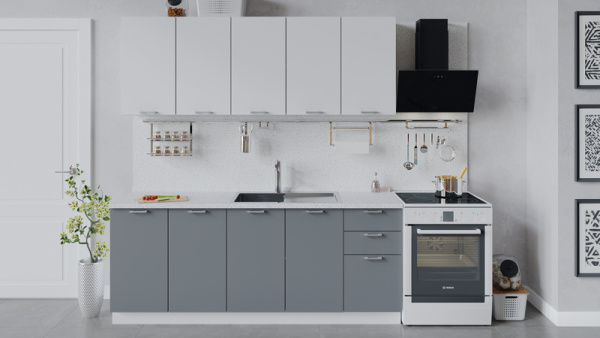 Кухонный гарнитур «Габриэлла» длиной 200 см Белый, Сноу, Титан