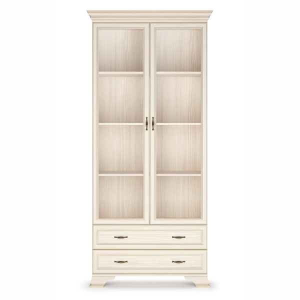 Шкаф (2 стеклодвери) Сиена бодега белый (патина золото)