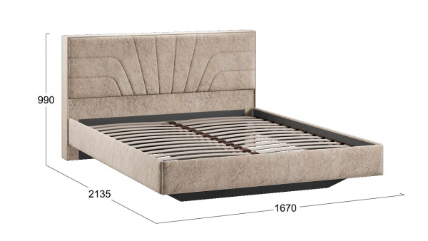 Кровать без ПМ «Пандора» Тип 1 (без подъемного механизма) Микровелюр Wellmart Dark Beige