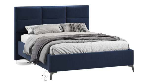 Кровать с ПМ «Делана»  (с подъемным механизмом) Микровелюр Wellmart Blue