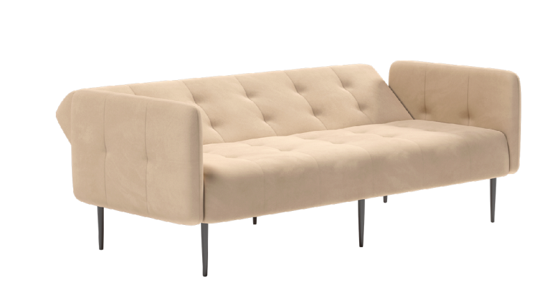 Монако диван-кровать прямой с подлокотниками, трехместный, велюр бежевый Velutto 04