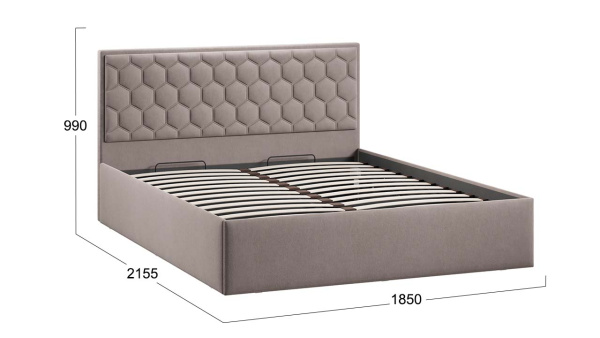 Кровать с ПМ «Порто» (с подъемным механизмом) с заглушиной Велюр Мокко темный