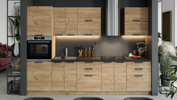 Модульная кухня «Детройт» Дуб Крафт золотой