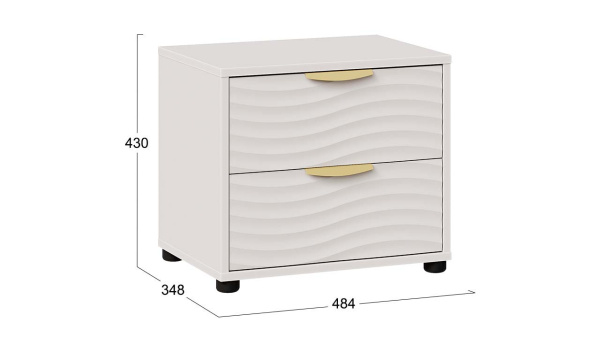 Тумба прикроватная «Тиана» с 2мя ящиками Тип 3 Кашемир, Кашемир сатин, Золото ручка Т5