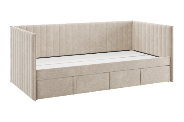 Кровать с ящиками Твикс (Софа) 90х200 см капучино (велюр)
