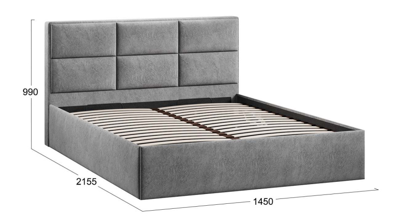 Кровать с ПМ «Стелла» Тип 1 (с подъемным механизмом) Микровелюр Wellmart Silver