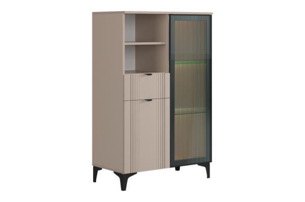 Рич Комод 2 (со стеклом) кашемир/фрапучино матовый/черный