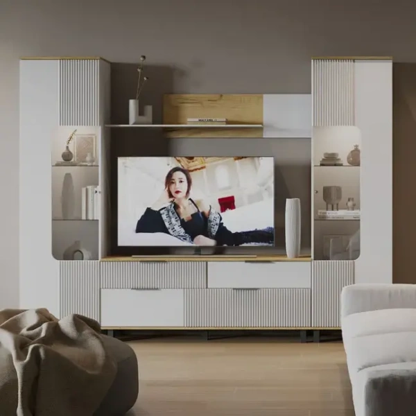 Гостиная Джуна 1 Дуб Вотан/Белый