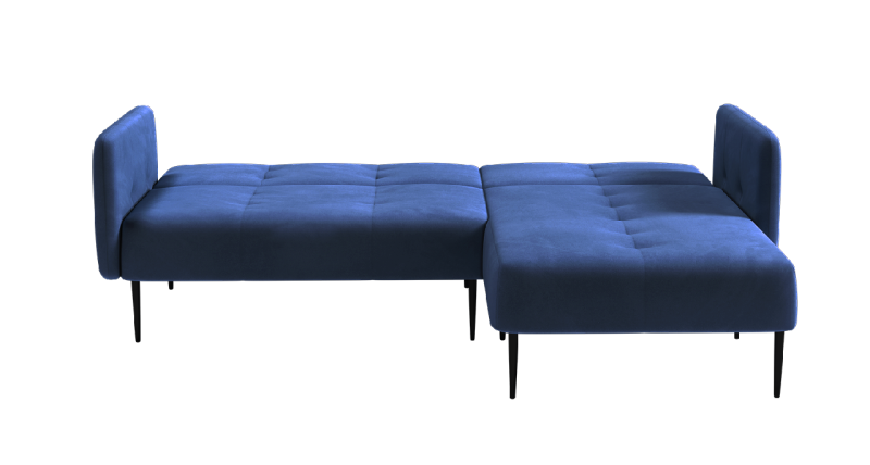 Монако диван-кровать с шезлонгом, с подлокотниками, бархат синий 29