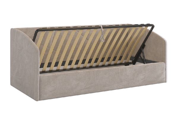 Кровать с подъемным механизмом Квест (Софа) 90х200 см латте (велюр)