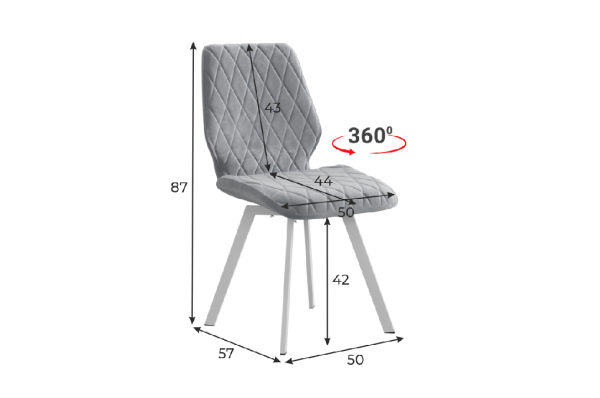 Стул Орион Т2П серый (велюр)/черный