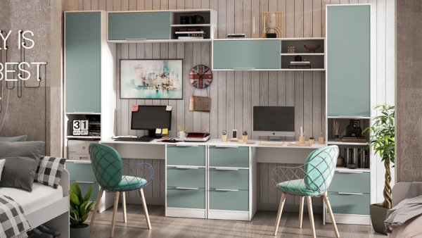 Набор детской мебели «Марли» №1 Белый, Серо-голубой