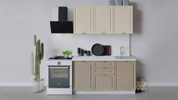 Кухонный гарнитур «Бьянка» длиной 150 см Белый, Дуб ваниль, Дуб кофе