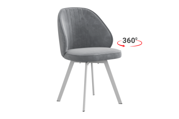 Стул Монарх Т2П серый (велюр)/белый