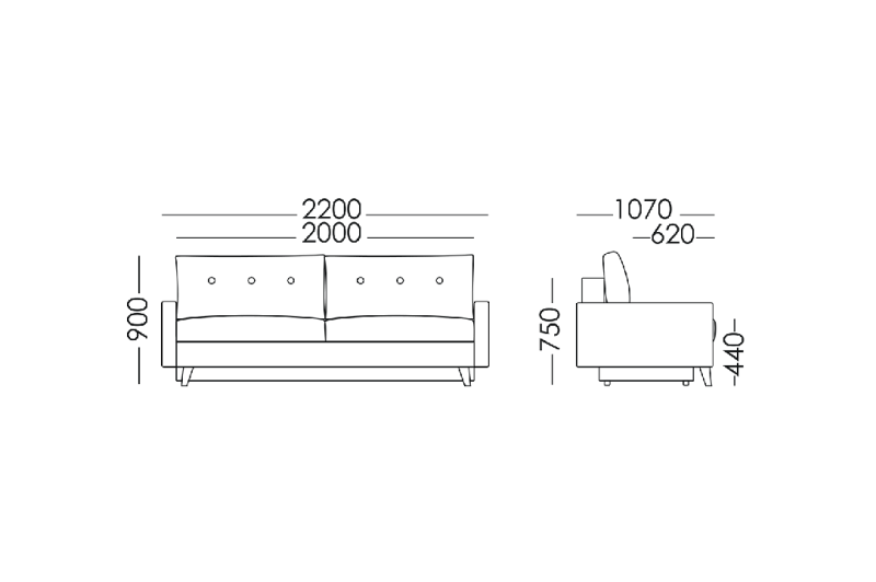 Диван прямой ZELD с механизмом трансформации