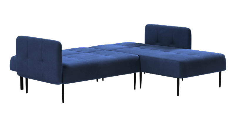 Монако диван-кровать с шезлонгом, с подлокотниками, бархат синий 29