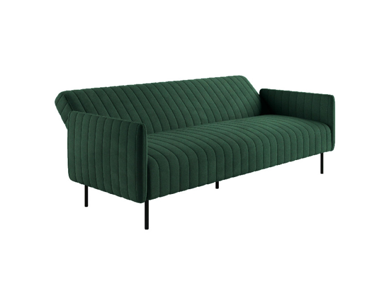Баккара диван-кровать трехместный прямой с подлокотниками, бархат зеленый 19