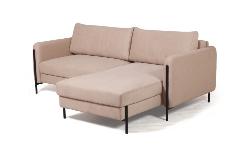 Барселона диван-кровать с шезлонгом, велюр бежевый