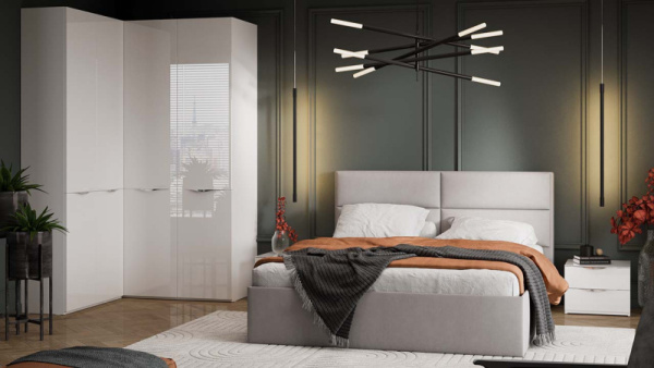 Спальный гарнитур «Глосс» №9 Белый Жемчуг, Белый глянец