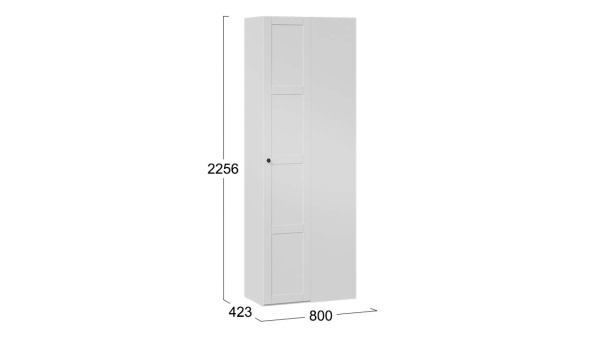 Шкаф угловой с 1 глухой дверью «Альба» (800х407) Белый снег, Белый матовый, Черная ручка Т3