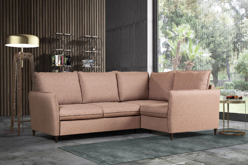 Ханс диван-кровать угловой рогожка коричневый