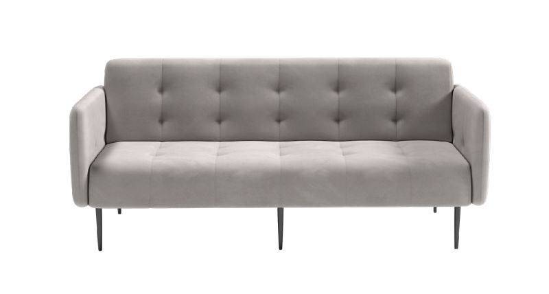 Монако диван-кровать прямой с подлокотниками, трехместный, велюр серый Velutto 52