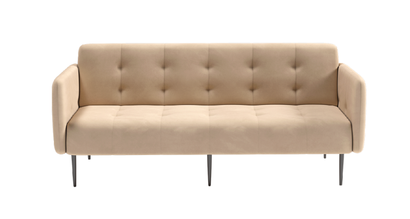 Монако диван-кровать прямой с подлокотниками, трехместный, велюр бежевый Velutto 04