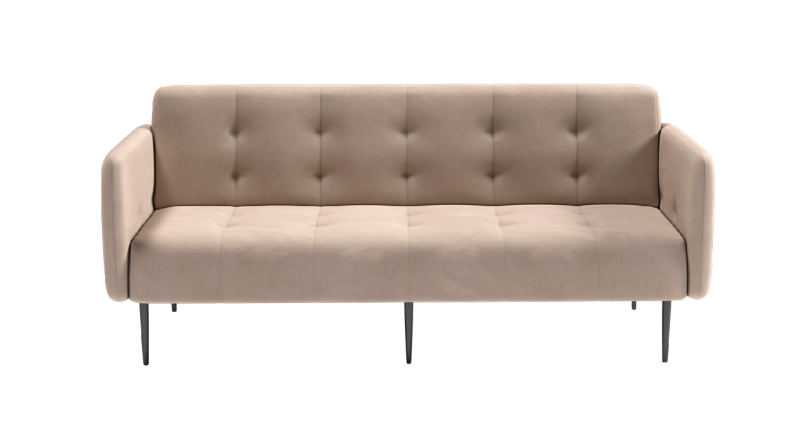 Монако диван-кровать прямой с подлокотниками, трехместный, велюр бежевый Velutto 06