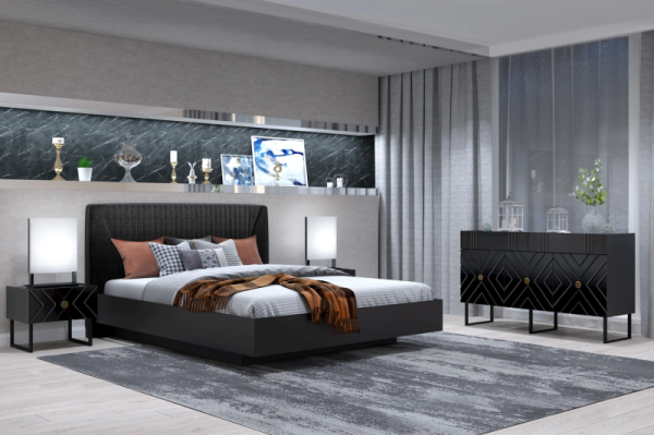 Спальня "Марсель" (комплект 4) Глянец черный
