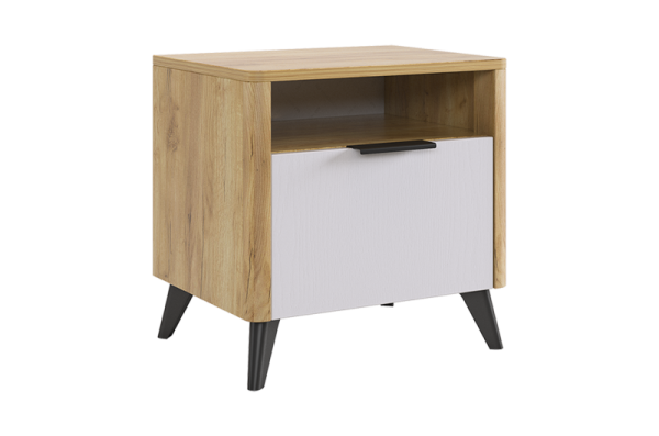 Адам Тумба прикроватная дуб крафт золотой/белое дерево