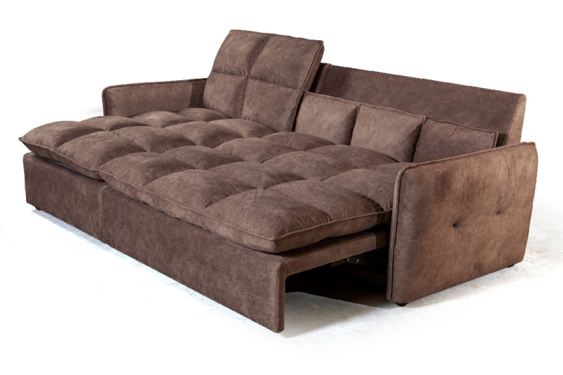 Рио диван-кровать с шезлонгом, замша camel
