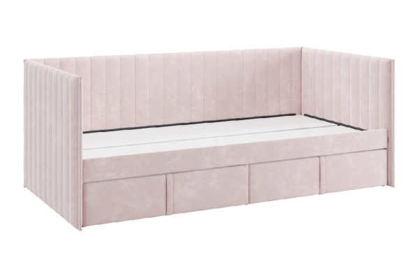Кровать с ящиками Твикс (Софа) 90х200 см нежно-розовый (велюр)