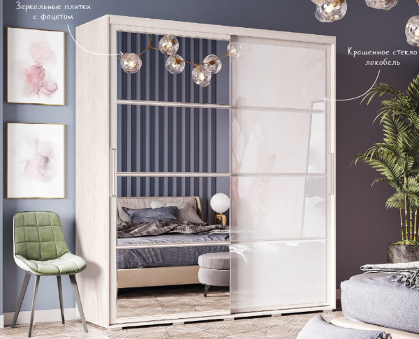 Шкаф-купе Крафт-6 ясень белый 196