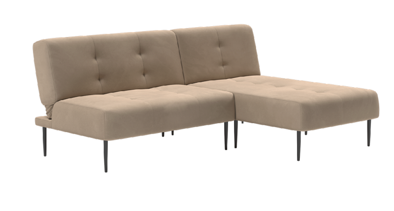 Монако диван-кровать с шезлонгом, без подлокотников, бархат бежевый 5