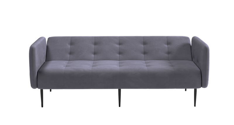 Монако диван-кровать прямой с подлокотниками, трехместный, бархат серый 27
