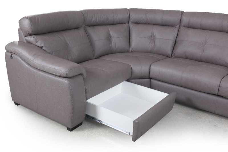 Бостон диван-кровать угловой замша серый