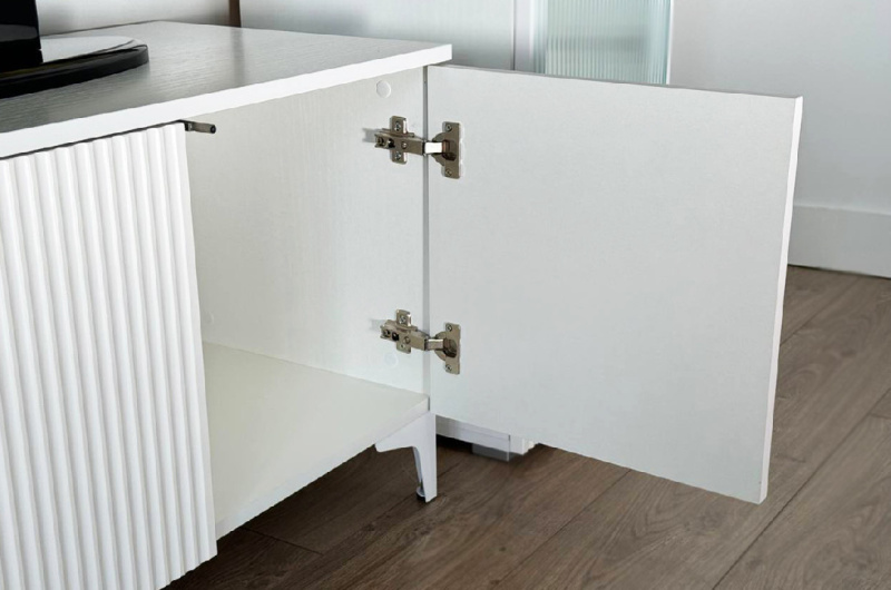 Гостиная "Зефир К1" (2200х424х1900) белое дерево/белый муар/белый (эмаль)