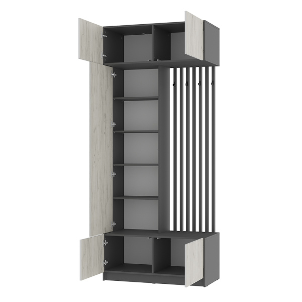 Прихожая Багира ПР-03 графит/дуб крафт белый