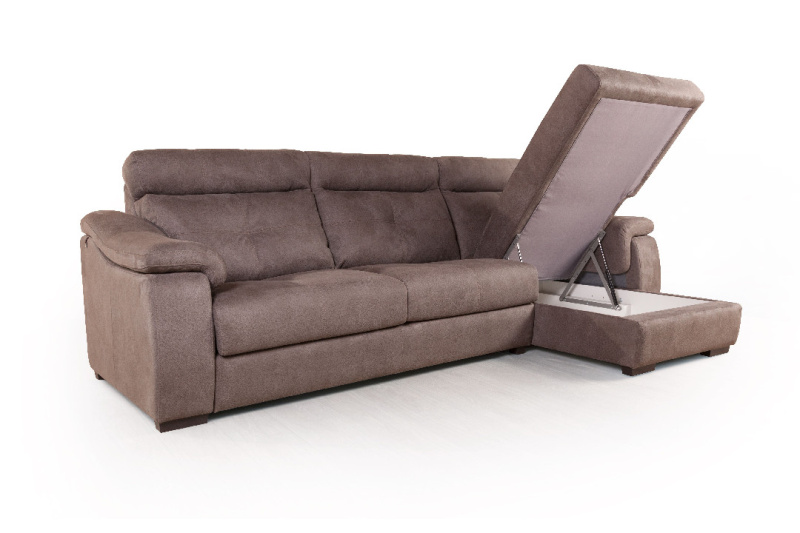 Бостон диван-кровать с шезлонгом замша серый