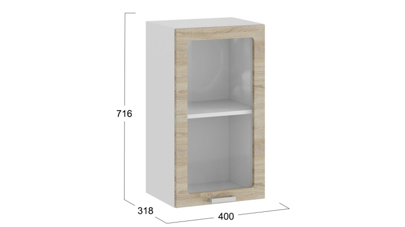 Шкаф навесной c одной дверью со стеклом «Гранита»