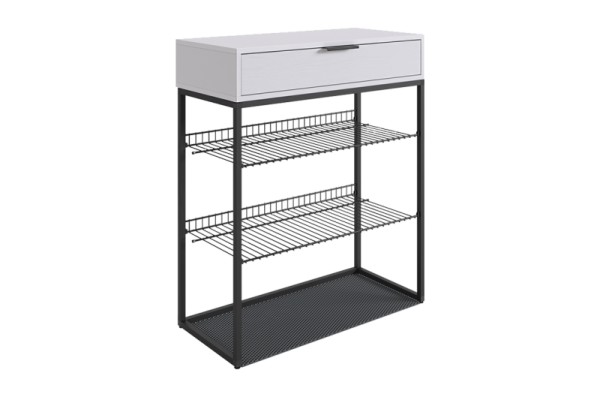 Обувница Краш черный муар/белое дерево