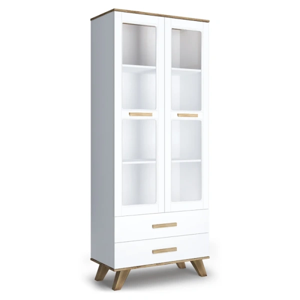 Шкаф-витрина 800 Вега Скандинавия «белый глянец»