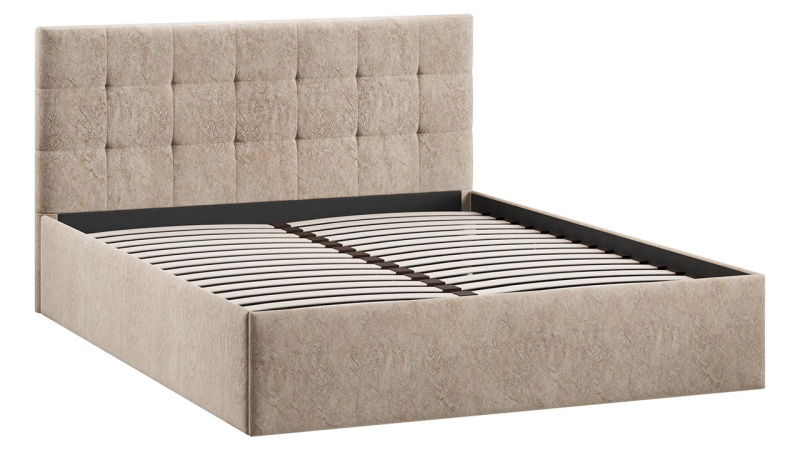 Кровать без ПМ «Джоли» Тип 1 (без подъемного механизма) Микровелюр Wellmart Dark Beige