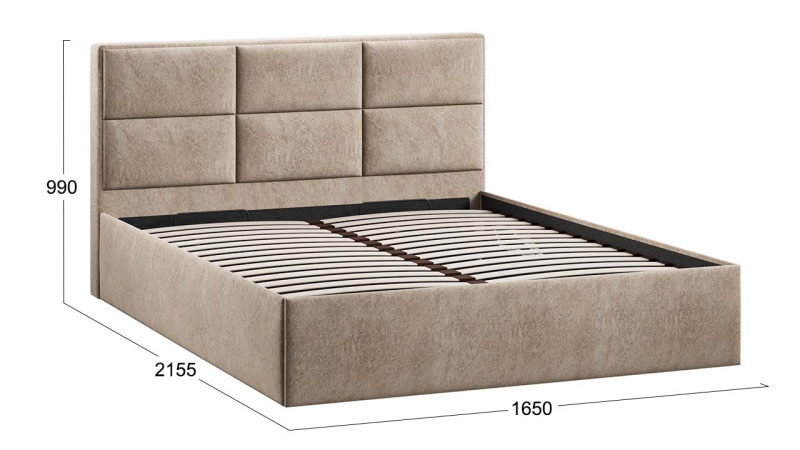 Кровать с ПМ «Стелла» Тип 1 (с подъемным механизмом) Микровелюр Wellmart Dark Beige