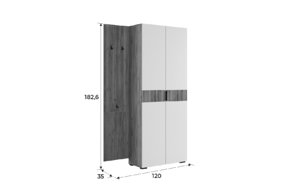 Прихожая "Мебельсон К7" (1200х350х1826) дуб крафт золотой/графит