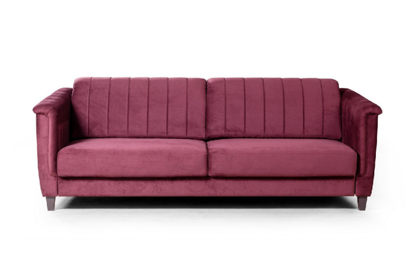 Амстердам диван-кровать трехместный прямой, велюр красный